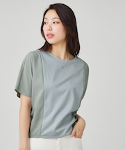 【手洗い可／日本製】異素材使いのジャージトップス