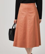 【手洗い可／日本製／セットアップ可】スェード調素材フレアスカート