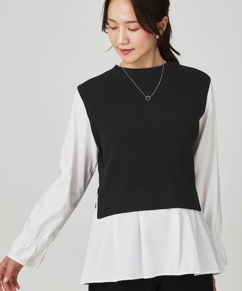 クード シャンス（COUP DE CHANCE）/【手洗い可】重ね着風ニットトップス 手洗い可】重ね着風ニットトップス｜クードシャンスの通販｜&mall