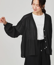 【手洗い可】エアリーなシャツ風カーディガン