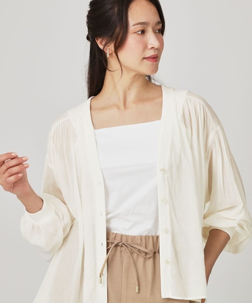 【手洗い可】エアリーなシャツ風カーディガン