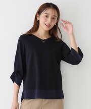 【手洗い可／日本製】異素材ドッキングのカットソー