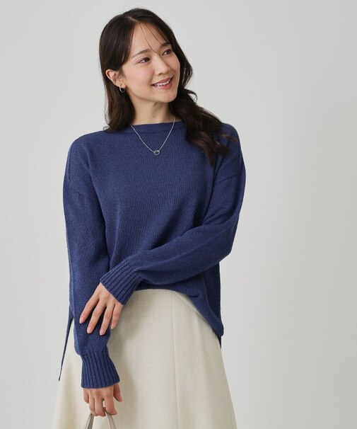 【手洗い可／日本製】ヒップ丈ニットトップス