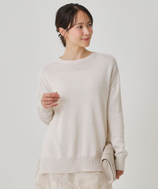 【手洗い可/日本製】ヒップ丈ニットトップス