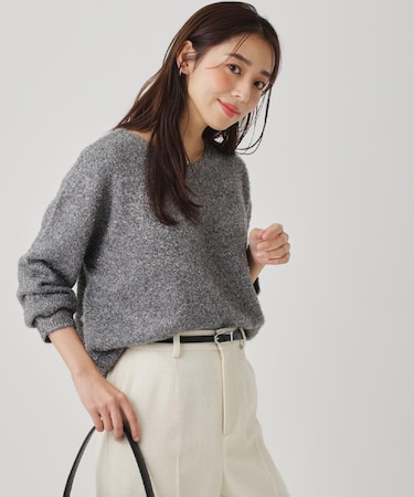 【手洗い可】フェザーラメニットトップス