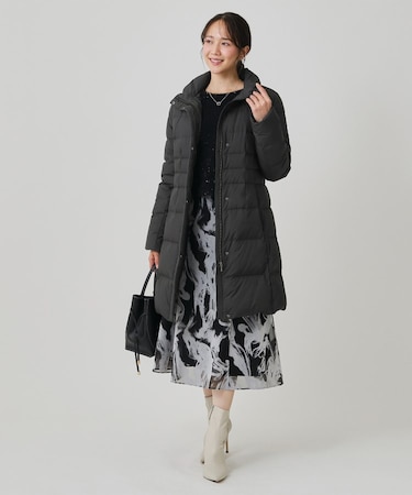 【フランス産ホワイトダックダウン/FP800保温性◎/抗菌防臭/手洗い可】ロングダウンコート