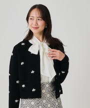 【手洗い可】ビジュー付カーディガン