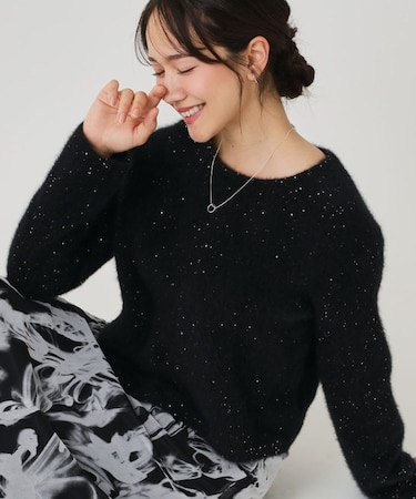 【フォックス混/軽い着心地】ショート丈ニットトップス