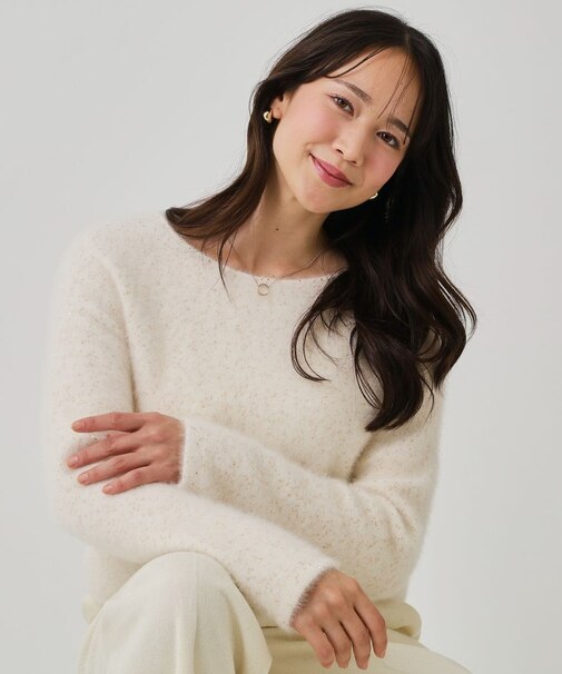 【フォックス混／軽い着心地】ショート丈ニットトップス