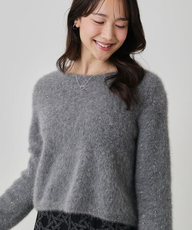 【フォックス混/軽い着心地】ショート丈ニットトップス