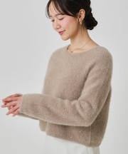 【フォックス混／軽い着心地】ショート丈ニットトップス