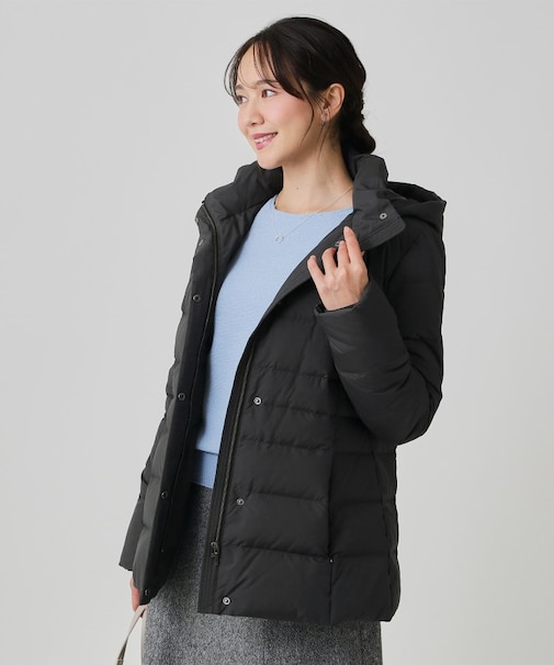 【フランス産ホワイトダックダウン/FP800保温性◎/抗菌防臭/手洗い可】ミドル丈ダウンコート