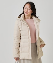 【フランス産ホワイトダックダウン/FP800保温性◎/抗菌防臭/手洗い可】ミドル丈ダウンコート
