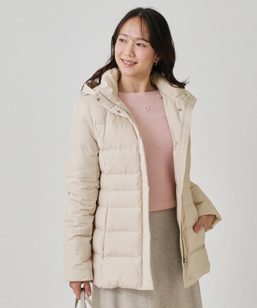 【フランス産ホワイトダックダウン/FP800保温性◎/抗菌防臭/手洗い可】ミドル丈ダウンコート