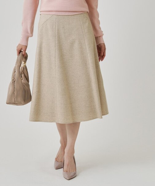 【日本製】ラメ混ツイードフレアースカート