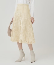 【手洗い可／日本製】フロッキープリントのスカート