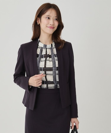 【日本製／セットアップ可】ジャージ素材のカラーレスジャケット