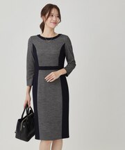 【日本製／ラメ混】ジャージ素材タイトシルエットワンピース