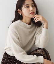 【ヘアリー感／軽い】モックネックのニットトップス