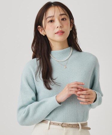 【ヘアリー感/軽い】モックネックニット