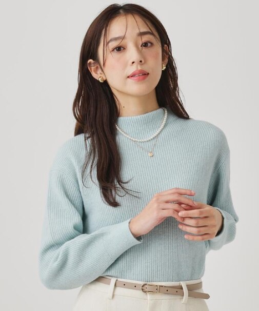 【ヘアリー感/軽い】モックネックニット