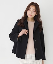 【日本製】スタンドカラーのショート丈コート