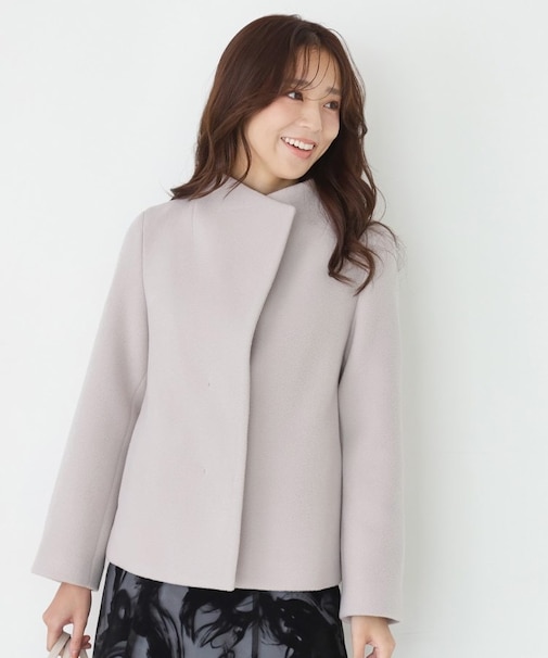 【日本製】スタンドカラーのショート丈コート