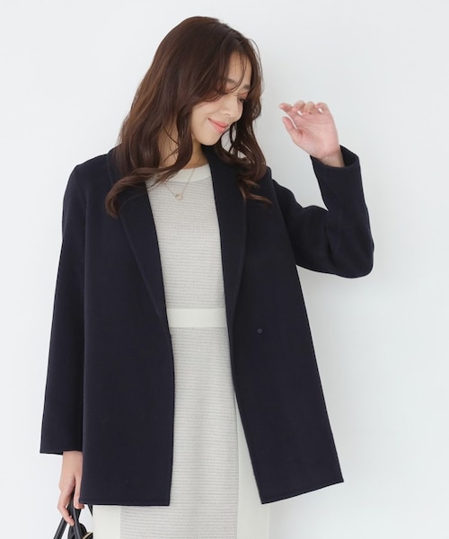 リバー仕立て／裏地無し】軽く羽織れるウールリバーコート