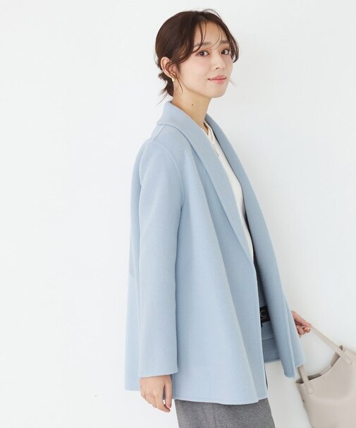 【リバー仕立て／裏地無し】軽く羽織れるウールリバーコート