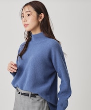 【手洗い可/日本製/温かく軽い】片畦ミドルゲージニットトップス