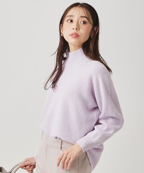 【手洗い可／日本製／温かく軽い】片畦ミドルゲージニットトップス