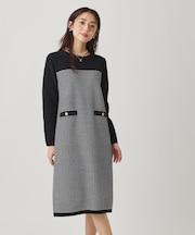 【手洗い可】配色デザインニットワンピース