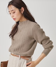 【手洗い可/日本製】ケーブルデザインのニットトップス