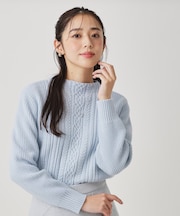 【手洗い可/日本製】ケーブルデザインのニットトップス