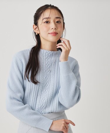 【手洗い可/日本製】ケーブルデザインのニットトップス