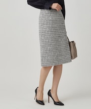 【日本製／セットアップ】ファンシーツィードのセミAラインスカート