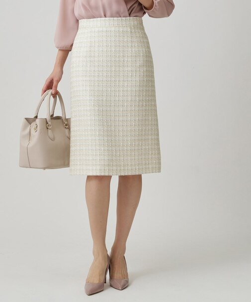 【日本製／セットアップ】ファンシーツィードのセミAラインスカート