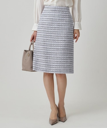 【日本製/セットアップ】ファンシーツィードのセミAラインスカート