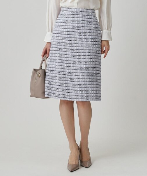 【日本製/セットアップ】ファンシーツィードのセミAラインスカート