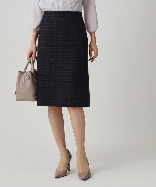 【日本製/セットアップ】ファンシーツィードのセミAラインスカート