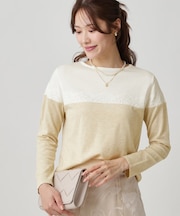 【手洗い可】カラーブロックニットトップス