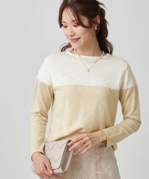 【手洗い可】カラーブロックニットトップス