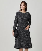 【手洗い可/日本製/伸縮性】ツイード見えワンピース
