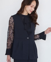 【手洗い可／日本製／伸縮性／セットアップ可】カラーレスのジレ