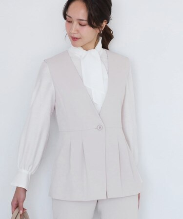 【手洗い可／日本製／伸縮性／セットアップ可】カラーレスのジレ