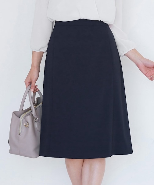 【手洗い可／日本製／伸縮性／スーツ可】セミフレアースカート