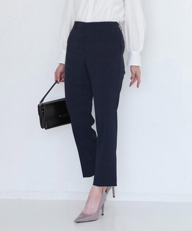 【手洗い可/日本製/伸縮性/スーツ可】センタープレス入りテーパードパンツ