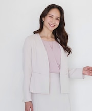 【手洗い可/日本製/伸縮性/スーツ可】カラーレスジャケット