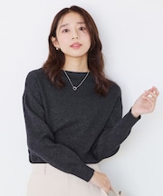 【手洗い可】ラメ混ニットトップス