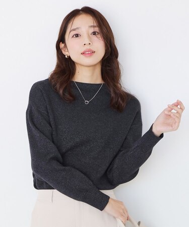 【手洗い可】ラメ混ニットトップス